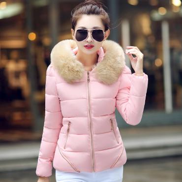 Herbst und Winter Jacke Damen Mantel Parka Pelzkragen Grösse Damen Baumwolle Gepolsterte  Jacke Mantel Bonbonfarben