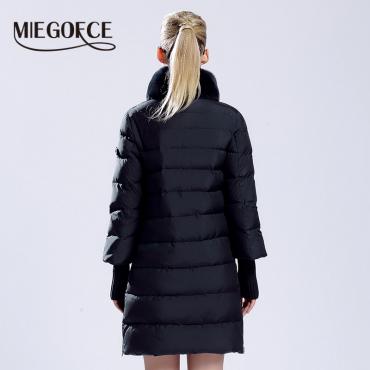 miegofce Winter Ente DaunenJacke Damen lange Mantel Parkas Verdickung weibliche Kaninchen Pelzkragen Hochwertige warme