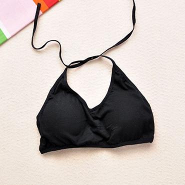 Damen sexy Schulterfreien wrap Brust Einfarbig Top Gepolsterte  BH 75e3