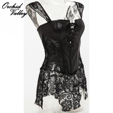 Steampunk gothic Kleidung Damen Schwarz Faux Leder burlesque plus Size Taille Ausbildung Korsett Kleid corpete corsel