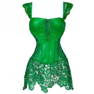 x neue Damen Steampunk Faux Taille aus Spitze an knochen Bustier Top Korsett Kleid oVerbust brokat sexy und Grösse