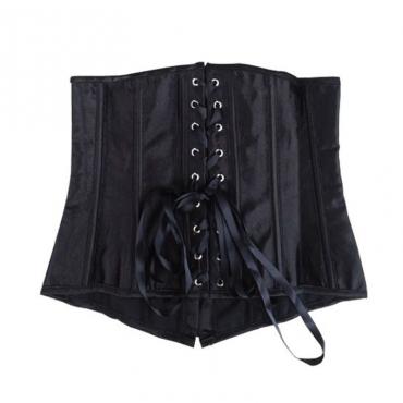goth Satin Schwarzen korsagen sexy dessous Damen Stahl Taille Ausbildung underbust Bustiers plus Size corselets Top