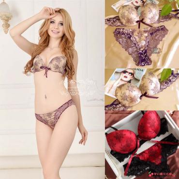 Damen Büstenhaltersatz heiß Verkaufen Hochwertige sexy push up BH Satin luxus Spitzen Blume reizvolle unterwäsc