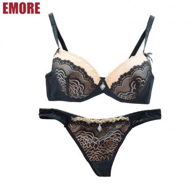 emore sexy BH Set Drücken die abc Cup gegen BH und tanga Spitzen Stickereien Französische romantische Damen