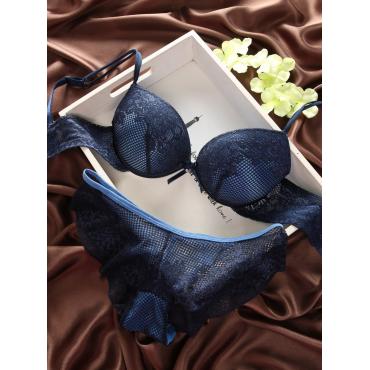 Mode Mode Spitze sexy Dünne Tiefen v Hals Drücken die Unterwäsche Verkaufen Jahrgang Einfarbig BüstenHaltersatz