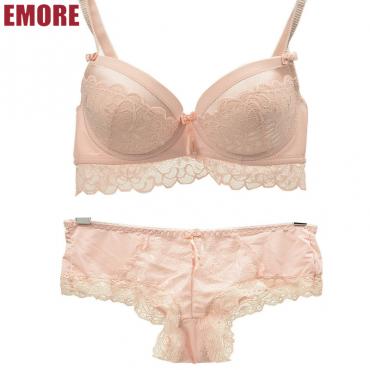 emore Eleganten luxus und roMantik BH für Damen 1 2 spuren und Spitzen Drücken die sexy Unterwäsche sind Beige Farbe