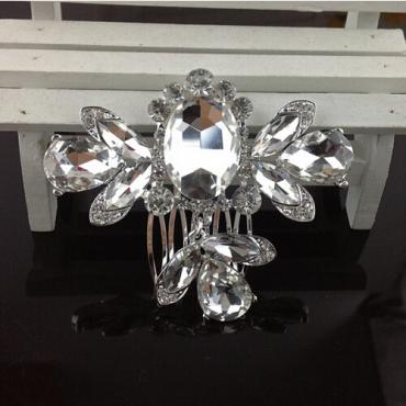 Damen Mädchen Braut Hochzeit silVer Crystal Strass diamante Blume HaarSpange kamm pin zubehör Kopfbedeckung