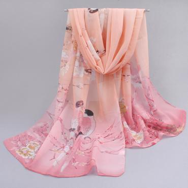 Schal Dünner Chiffon SeidenSchal im Frühjahr und Herbst zubehör Damen Sommer sonnenscHutz Cape xqm