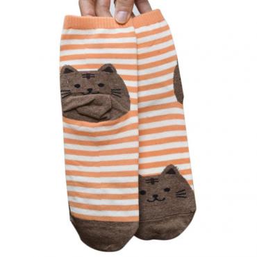 neue Design süß zeichentrick Katze socks Gestreiften Muster Damen Baumwolle Socke Winter