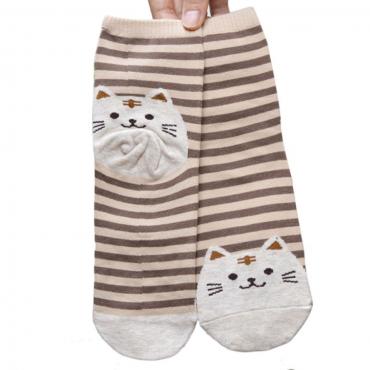 neue Marke hot 3d Tiere Gestreiften Cartoon Damen Katze Fussabdrücke Baumwoll Socken