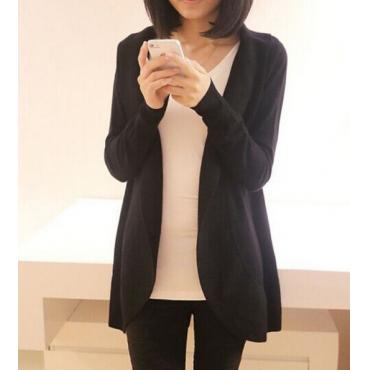 Herbst Winter neue Damen lange Ärmel aus Pullover lässig solide Schal Kragen Strickjacken Pullis