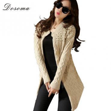 Herbst Winter Marke Design friesen o Hals lange als elegante casual solide Vintage Strickjacken Pullover Damen