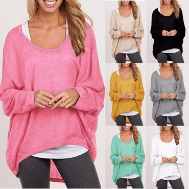 Frühling im Herbst Damen Pullover Springer Pullover Batwing lange Ärmel lässig Locker solide Bluse Hemd und femini