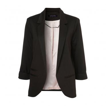 haoduoyi Damen Süssigkeiten Farbe slim Blazer mit drei viertel Ärmel und mit Button Design für den Grosshandel