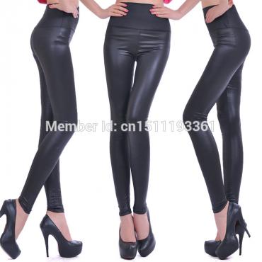 plus Size Versandkosten neue Mode Damen sexy Leder mit hoher Taille schlank Faux Leggings Hose s m l