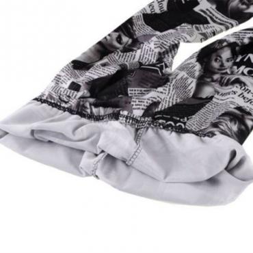 neue Damen sexy Gamaschen Hose digita Print schreiben Zeitung Leggings Schwarze Milch für Damen gratis Versand