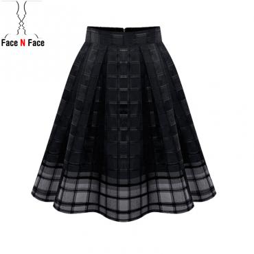 Damen Organza Midi Röcke neuen Sommer Stil elastischen hohe Taille reißverschluss Damen Rock weiblich plissiert ein