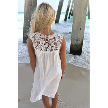 sexy Damen Sommer Spitzen Strand boho Ärmellose Partei Mini Kleid