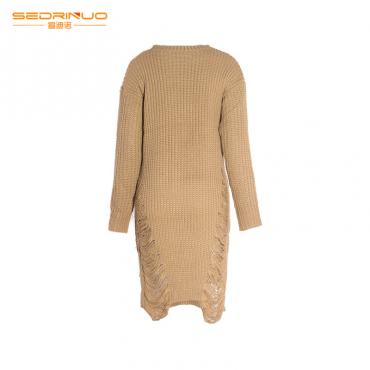 europäisch Amerikanischen Stil neuer Pullover Stricken Damen Kleid Mode o Hals lange Ärmel Winter Vestido Lockere