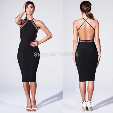 neue Damen rückenfrei Schwarze Verband sexy Kleid Bodycon Kleid mit xxl Grösse xs Vestidos plus Kleid Vintage Sommer