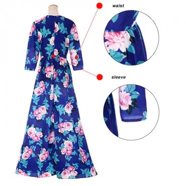 yuocl heißes Verkauf ropa neue Mode Damen Sommerkleid Print lange Maxi Kleider Strand Dress lange Ärmel boheme Kleid