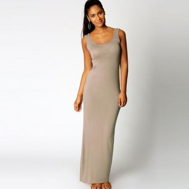 sexy Damen lange Kleid das Fest um den Hals Ärmellose Knöchel länge Sommer grundlegende Maxi Kleid Vestidos Feminino