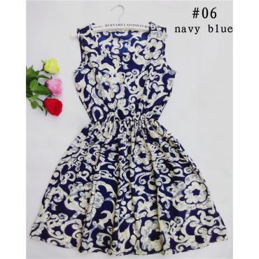 Marke Mode csaual Damen Vestidos Ärmellose um den Hals Florals Print Kleid saias Femininas Sommer Kleidung