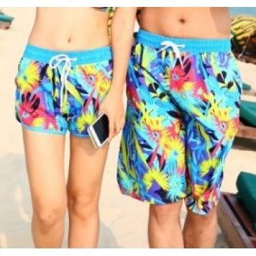 neue Mode gute Qualität Blaues graffiti Liebhaber Strand Hose weiblich Sommer Strand Shorts k616