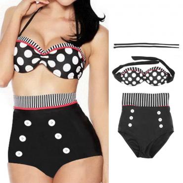 retro sexy hohe Taille Badeanzug Badehosen Baden push up Bikini Set Polka Dot heiß Verkaufen