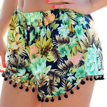 zehui neue Mode boho Damen Blumen Tassel kurzen Strand Hose Sommer Schwimmen board Shorts