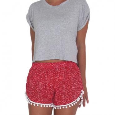 Damen mit hoher Taille Blumenmustern Shorts Sommer Strand Shorts Tassel hot Pants