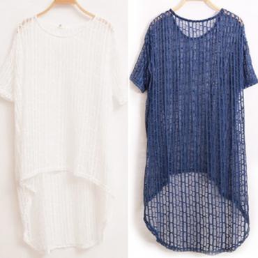 Grosshandel modische Damen ausgefranste Pullover aus Top Baumwolle aus Blau Weisser Vertuschen