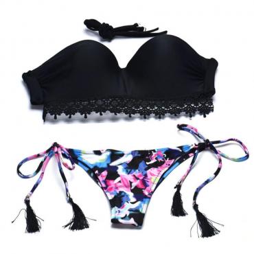 neues Design Damen und Bikini hat sexy BH Floral Badeanzug Drücken die Badehosen Schwarze s l Grösse oct17