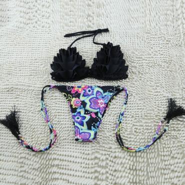 Damen Setzen Halter Bikini Badehosen Strand Baden Vertuschung 2 Stück Outfits