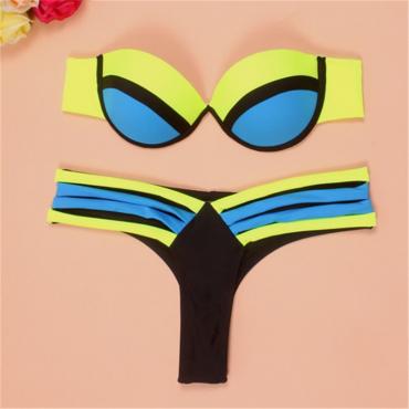 Sommer neue Damen sexy Bademoden Beachwear Bikini hat Bandeau push up Gepolsterte  BH Badeanzug Versandkoste