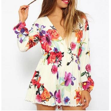 neue Damen für Frühling und Sommer Overalls Blume Playsuit Floral gedruckt Rompers 0952