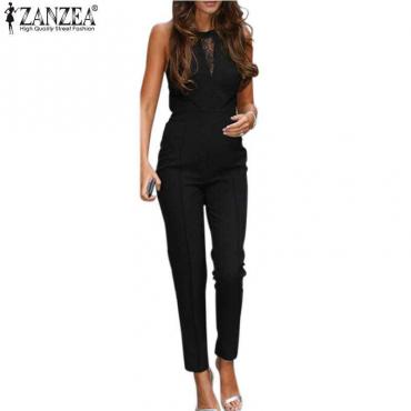 neue Bodycon Overalls Damen Ärmellose Spitzen Patchwork Rompers Playsuits Schwarze Hose und Grösse xs 4xl heiße