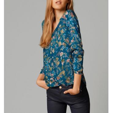 neue Blusen Damen Mode druck auntumn Femininas Hals Floral roupas Polyester Lady Shirt billige Kleidung