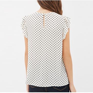 Sommer Damen Blusen neue PrinT Shirts casual Damen Top rüschen Ärmel Blauen Polka Dot Blusen Summer Style