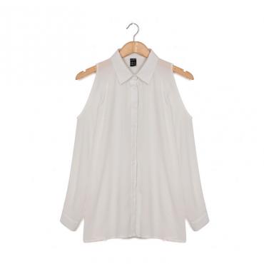 Damen aus Schulter lange Hemden sexy Chiffon Tops ab Kragen Bluse Femininas lange Ärmel Locker und Grösse