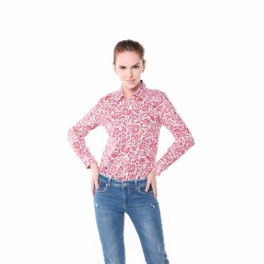 clearance Marke Floral Blusen BaumwollHemden Damen Jahrgang ab Kragen Tops Damen Kleidung mit langen Ärmel