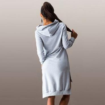 im Herbst Damen Hoodies Kleid elegant lange Ärmel Taschen casual Damen Kleidung