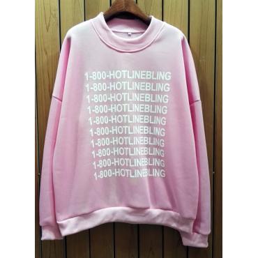 Herbst Mode Rosa geschröpft dick warm Hoodies Pullover 800 hotline Winter Grafik SweaT Shirts Damen