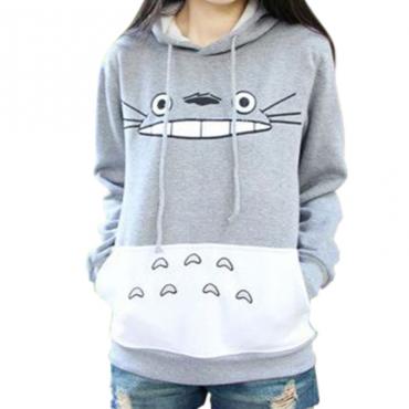 raiseVern heiße 3d Dickes Sweat Shirt Harajuku Cartoon Totoro Tier Print Damen Sport Anzug Kapuzenpulli Frühling