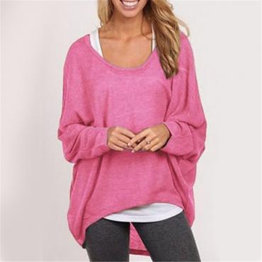 Frühjahr Mode Damen Pullover T Shirt neue Batwing lange Ärmel Locker solide Top Femininas 9 Farben und Grösse