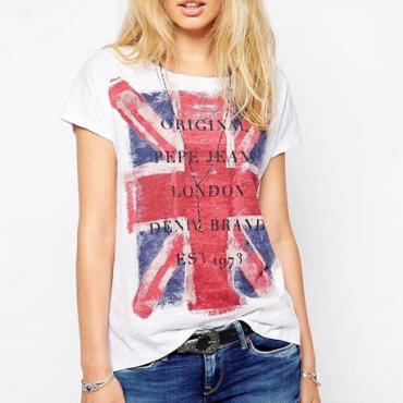 Damen british union Jack flagge T Shirt o Hals kurze Ärmel des Vereinigten Königreichs camisa soziale Feminina Hemd