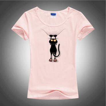 heißes Verkauf Sommer böse Schwarze Katze 3d T Shirt Damen hübschen Cartoon Hemd von guter Qualität