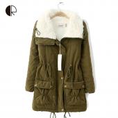 Wintermantel mittellang slim Baumwolle berber Fleece Jacken Mäntel für Damen Winterjaqueta weibliche jaquetas Outwear