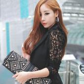 sexy Damen kurze Stil Spitzen lange Ärmel ein Knopf fit halten Bluse Jacke Mode Anzug