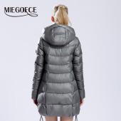 miegofce neue Winter Damen Kleider sammlung weiblicher Parka mittellange hohen Kragen Hood Jacket europäischen Stil